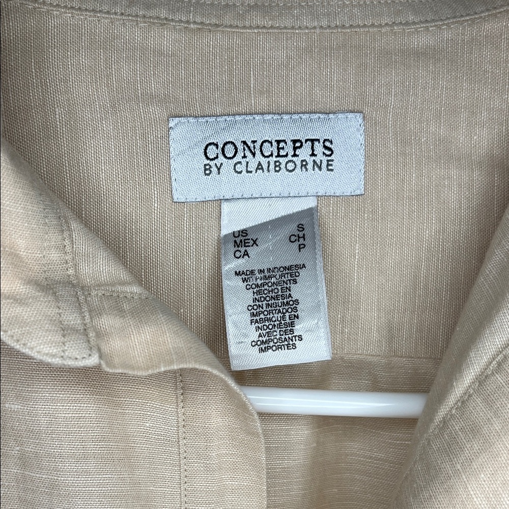 Concepts by Claiborne Beige Linen Long Sleeve Shirt - Picture 2 of 8